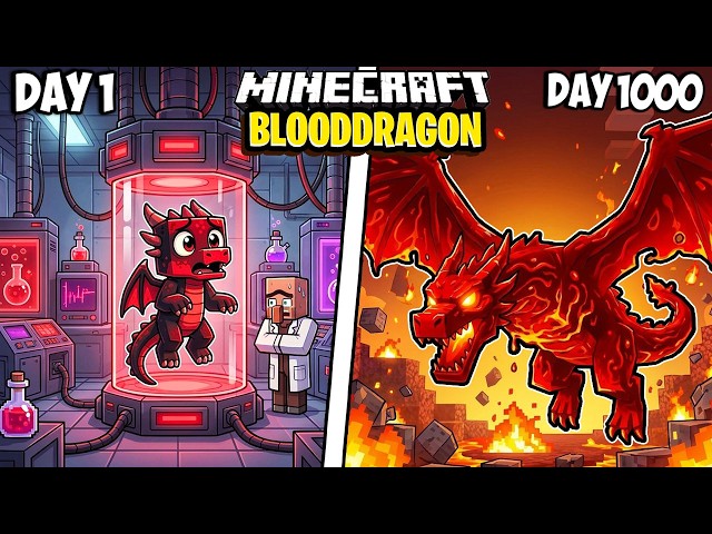 I Survived 1000 Days as a BLOOD DRAGON in Minecraft