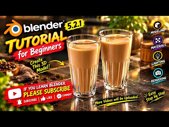 Blender 5.2.1 Tutorial for Beginners 🔥 | Create Your First 3D Model Step by Step!📽️010