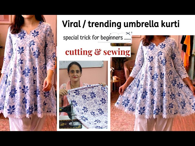 sewing Viral / trending loose fit umbrella kurti - umbrella top cutting & sewing / sewing tips ...