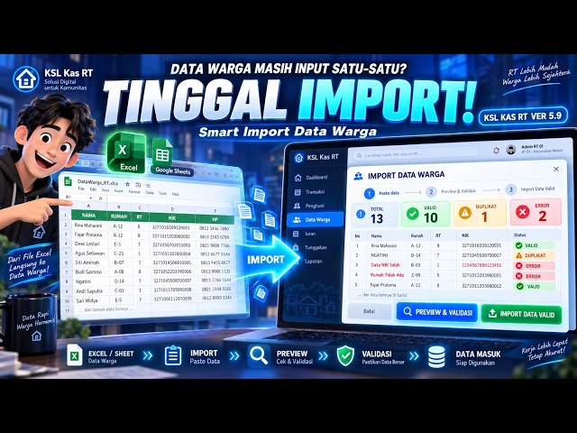 Buat Web App Kas RT dari Google Sheets — VER 5.9 — Smart Import Data Warga + Preview Validation