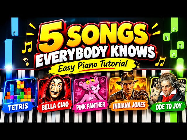 5 SONGS EVERYBODY KNOWS 🎹 | Easy Piano Tutorial