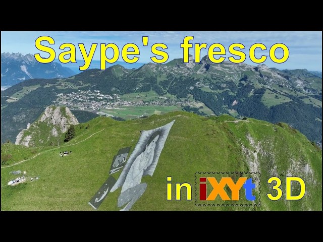 Saype's fresco, VILLARS AT CHAMOSSAIRE, 2024 in calming iXYt 3Dsbs video for VR