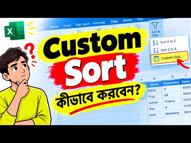 Excel Custom Sort Tutorial Bangla | Custom Sort কীভাবে করবেন?