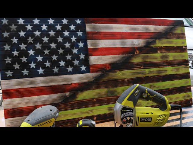 How to make this awesome Ryobi Power Tools American Torched/Rustic Flag (Instructional)