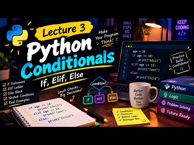 Lecture 3: Python Conditional Statements — If, Else, Elif & Logical Operators