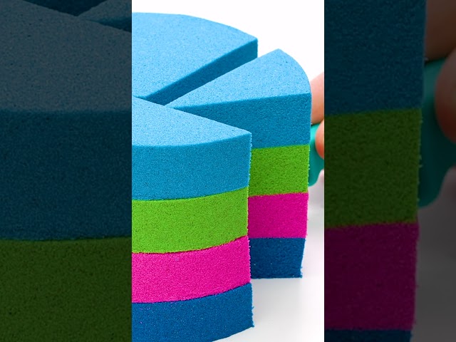 Four Color Cake Slices! #KineticSand #Shorts