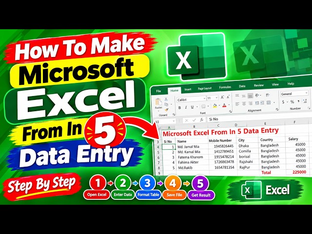 '' How To Make Microsoft Excel From In 5 Data Entry ''
