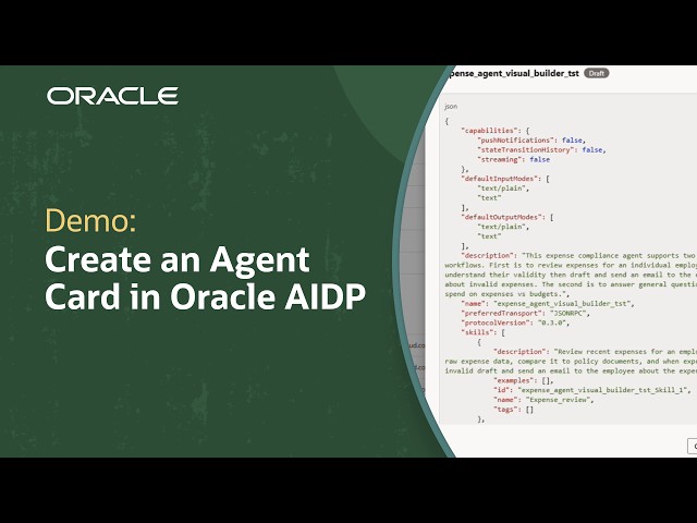 How to Create and Edit an Agent Card in Oracle AI Data Platform