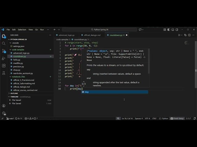 For loops in python
