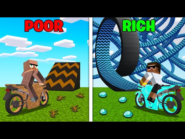 POOR vs RICH Mega Motorcycle Ramp in Minecraft..!