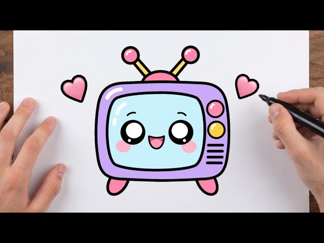 How to Draw a Cute TV | Easy Step by step drawing for kids 