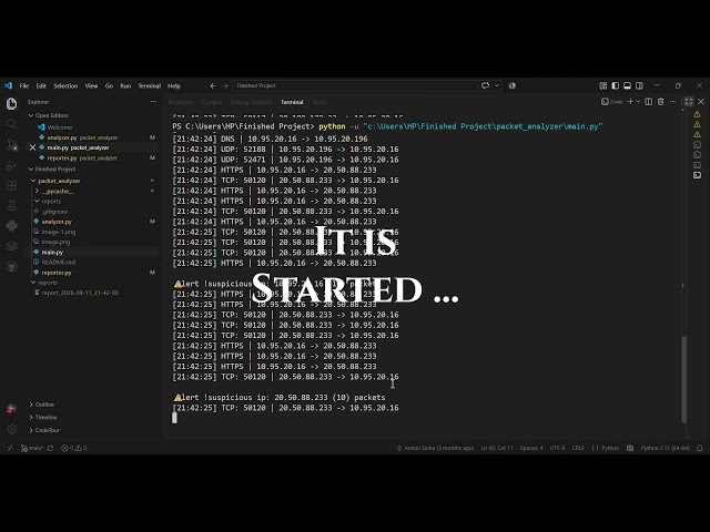 Python Network Packet Analyzer (TCP/UDP/ICMP) — Demo & Architecture #python #packetanalysis