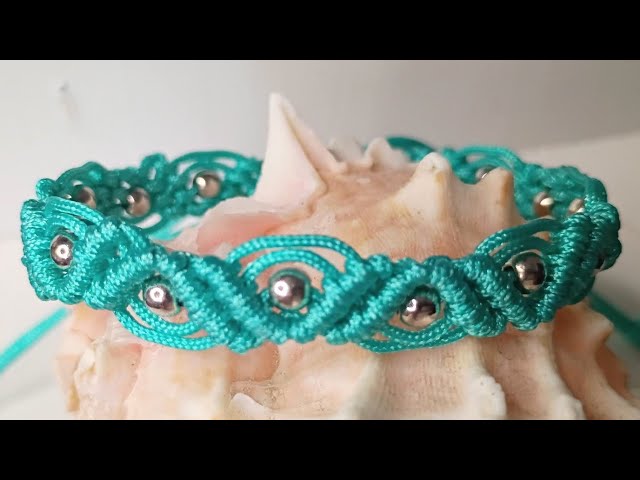Festoon knot bracelet with beads tutorial #jewelrymaking #macrame #tutorial