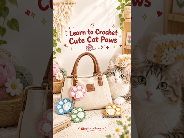In just 3 mins- cute kitty paws hair clip 🥹❤️