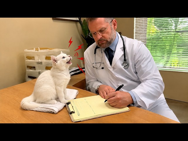 When your brave cat suddenly realizes they're at the vet's office 😹