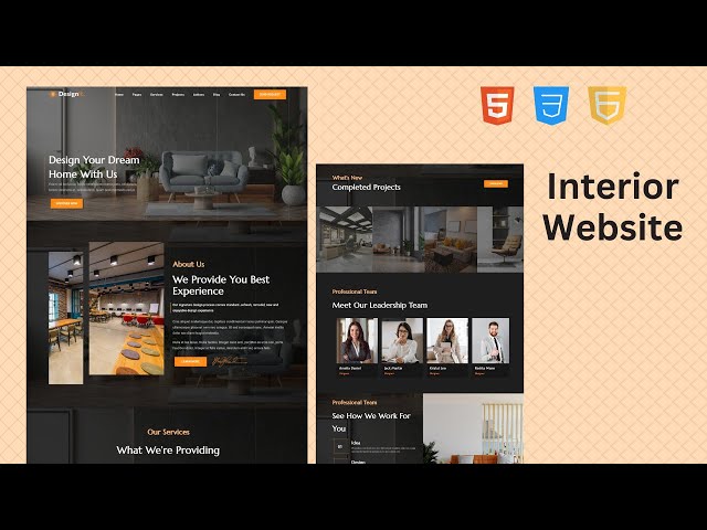 How to Create Responsive Interior Website | HTML CSS and JavaScript | Beginners tutorial