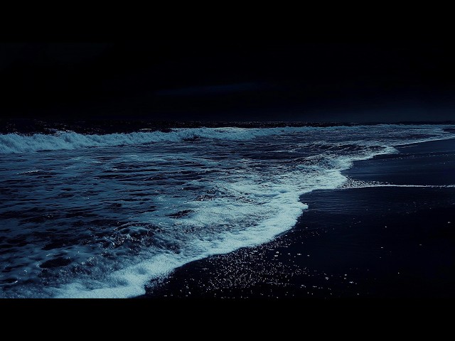 Deep Sleep Ocean Sounds 🌊 Calming Rolling Waves at Night | Dark Screen for Better Sleep