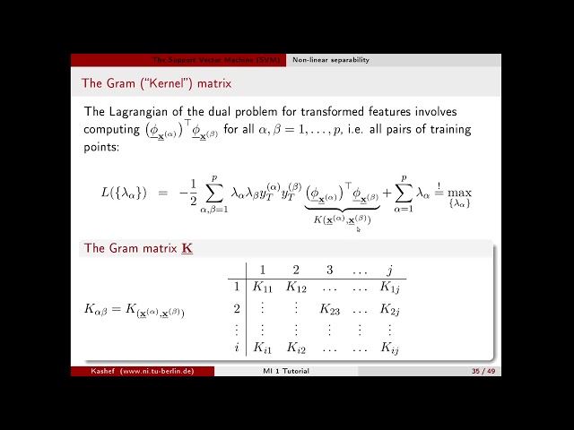 Machine Intelligence 1 tutorial 10 SVMs pt 7/8 the kernel trick