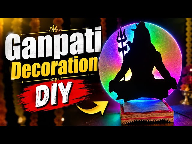 Ganpati Decoration with Cardboard & RGB Lights | Shivji Cutout Backdrop Nakul Sahu