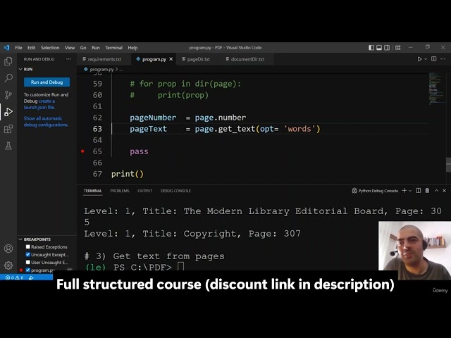 How to get text from a PDF file with Python + PyMuPDF?