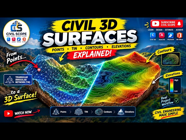 Autodesk Civil 3D Surfaces Explained | Points, TIN, Contours & Elevations