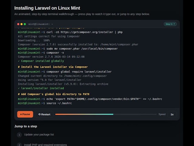 Install Laravel on Linux Mint — PHP, Composer & Laravel Setup