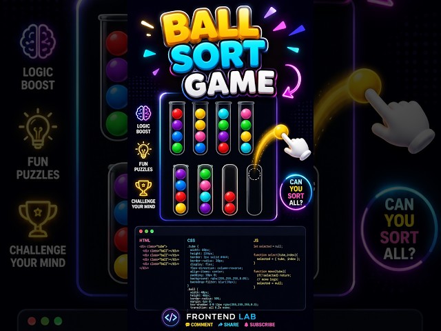 I Coded Ball Sort Game in 30 Seconds! 🧠🎮 #coding