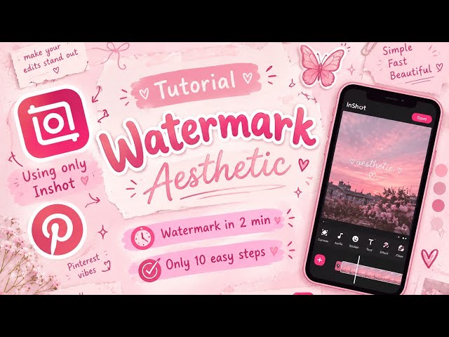 🎀 Making aesthetic watermarks using only InShot! 💗✨Easy Tutorial with Easy steps💫🌸#viral l#trending 