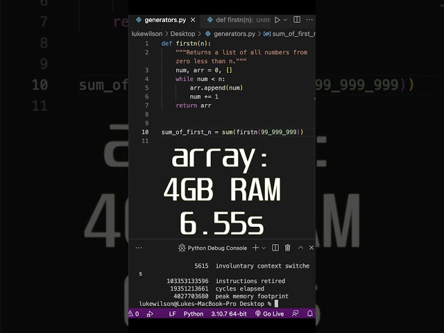 Python generator in 30 seconds #shorts