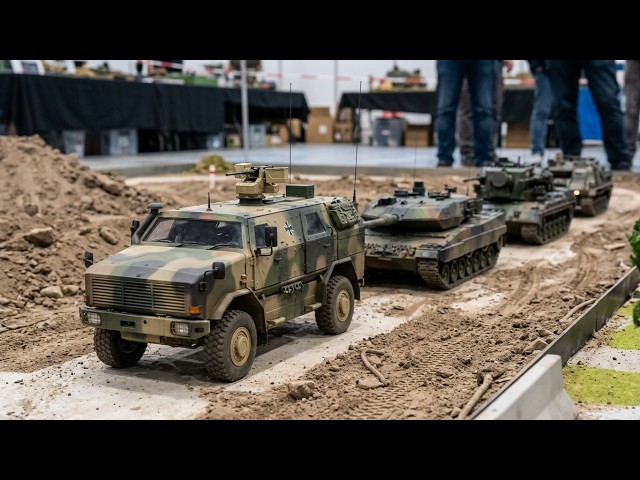 Scale 1/16 rc tanks + trucks action Hobbymesse Leipzig 2025 #rc #tank #bundeswehr #military