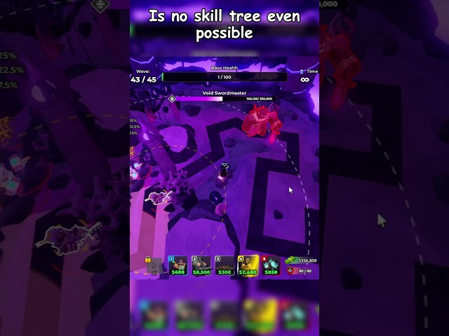 No Skill Tree is so Hard  😭  😭  😭  #roblox #towerdefense #towerdefensesimulator #voidcore #hardcore