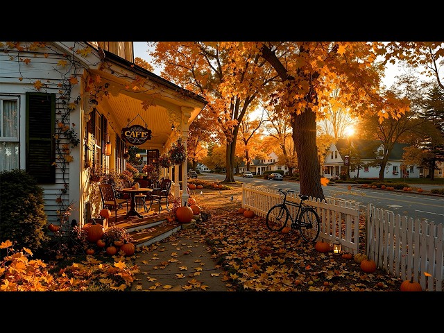 Autumn Jazz Vibes on a Quiet New England Street 🍁 Cozy Café Moments for Reading & Slow Mornings ☕