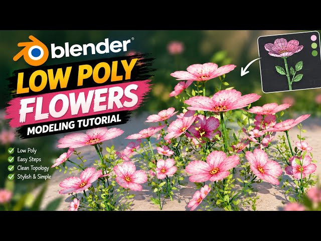 BLENDER LOW POLY FLOWER MODELING TUTORIAL || BLENDER FOR BEGINNER || HOW TO LEARN BLANDER IN HINDI