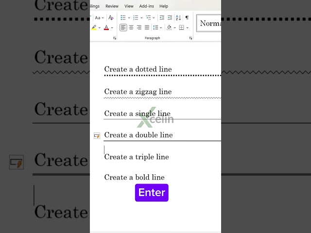 Draw 6 types of line in seconds #xcelin #msword #line #drawing #msoffice #shorts
