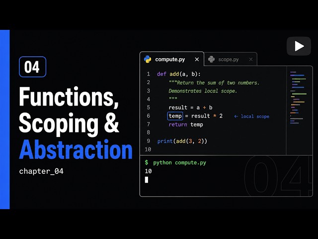 Functions & Scope in Python — Chapter 4 (Full Walkthrough)