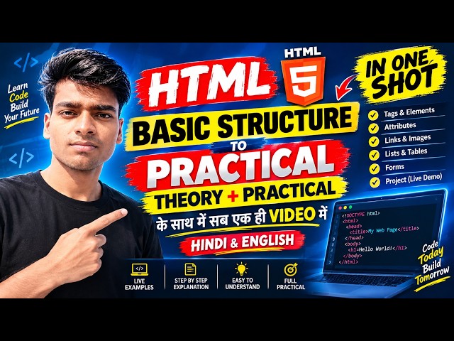 HTML Basic Structure in One Shot | Notepad Basics DOCTYPE, HTML, HEAD, TITLE, BODY & Nesting Rule