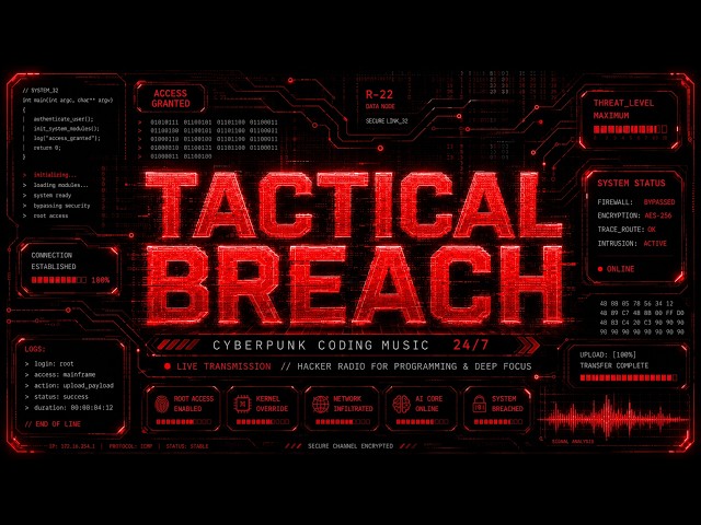 TACTICAL BREACH 🔴 Cyberpunk Hacker Radio | Code. Focus. Execute
