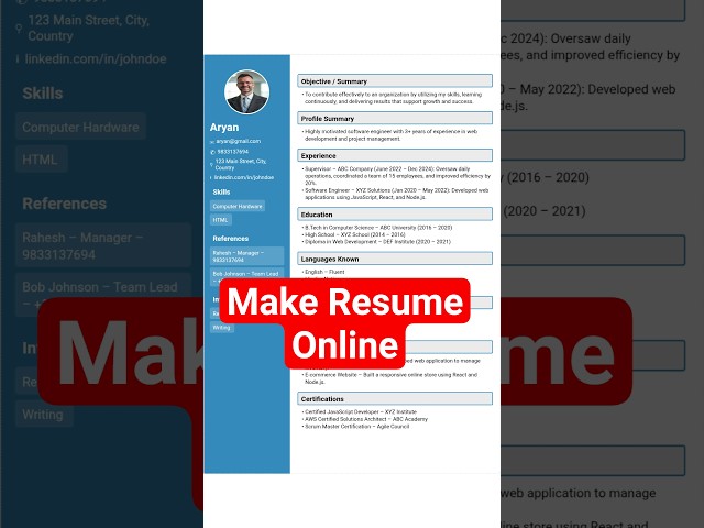 Make Resume Bio Data Online #resume #biodata #resumen #viral #latestnews
