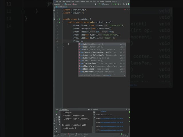 How to make a Simple GUI App in Java under 60 seconds (Swing Library)