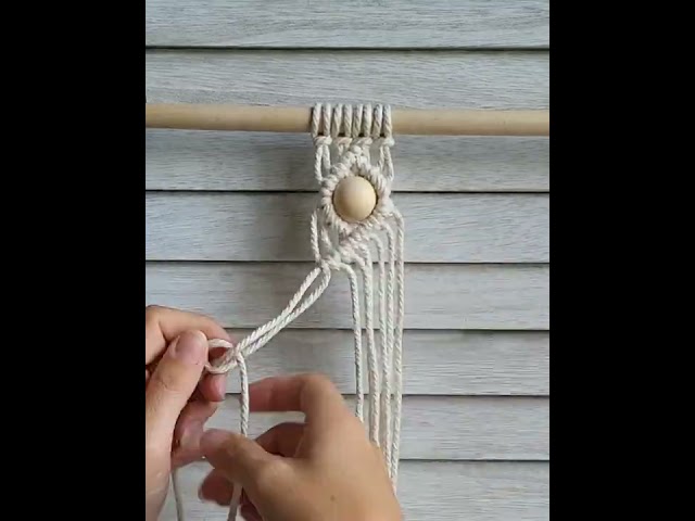 Macrame Diamond Pattern with Wooden Beads Tutorial #shorts #macrame #tutorial