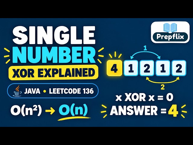 Single Number in Java | XOR Cancellation, Proof & Dry Run | LeetCode 136 | Prepflix