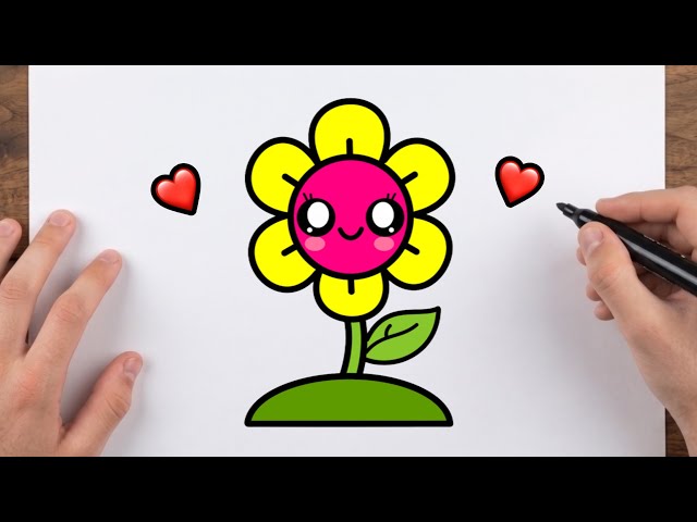 How to Draw a Cute Flower | Easy Step by step drawing for kids.
