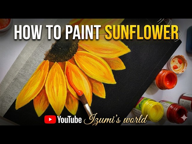 How to Paint Sunflower on Black Paper🌻#acrylicpainting #beginnerart #blackpaperart #sunflower