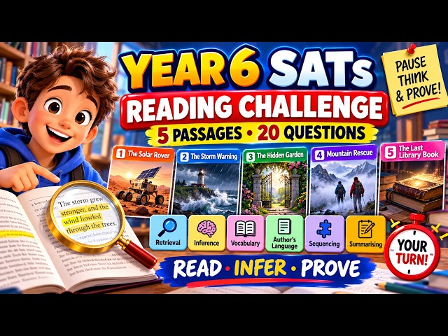 Year 6 SATs Reading Challenge | 5 Passages & 20 Questions | Pause, Think & Prove!