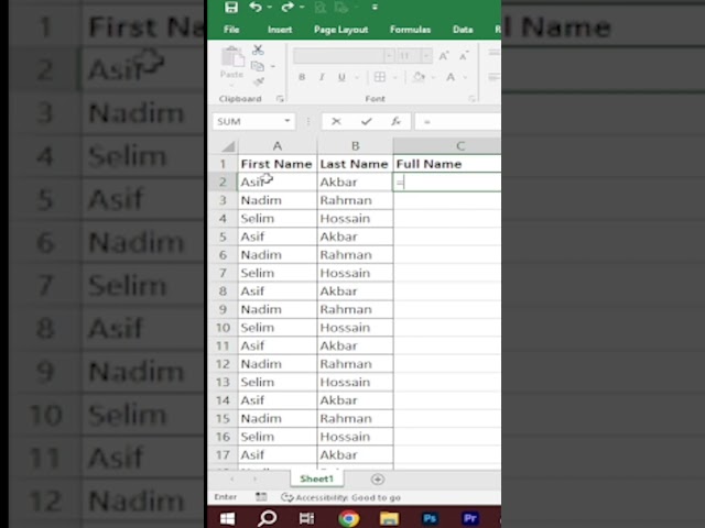 How to Add First Name & Last Name and Make Full Name | Computer Training Course in Gazipur