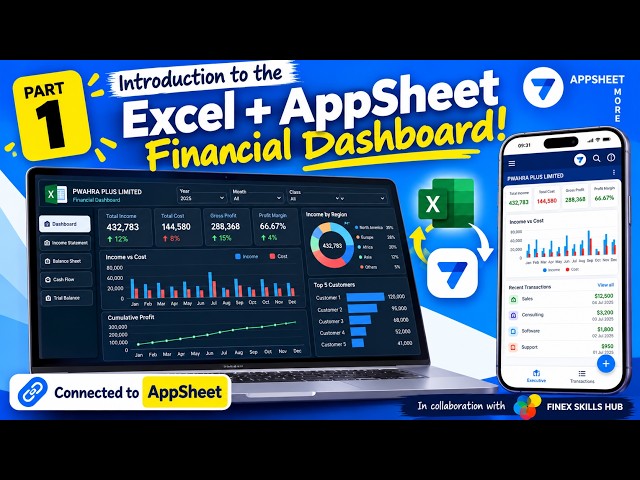 PART 1 : How to Build a Live Excel Financial Dashboard 📊 Connected to AppSheet 🔗
