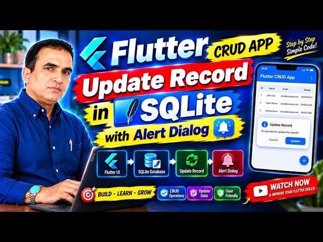 Flutter CRUD App Update Record in SQLite with Alert Dialog | Video 70
