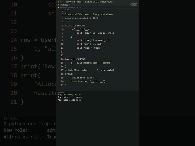 When Senior Devs Use slots: Slashing ORM Memory by 60%! #python #database #sql #softwareengineering