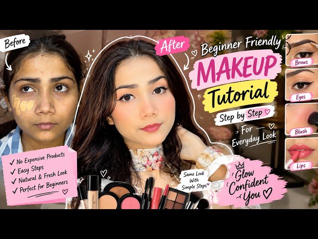 Beginner Makeup Tutorial 💕 | Step by Step Makeup for Beginners | |#viral| #trending|#makeup|#videos
