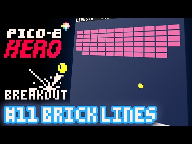 Breakout #11 - Brick Lines - Pico-8 Hero